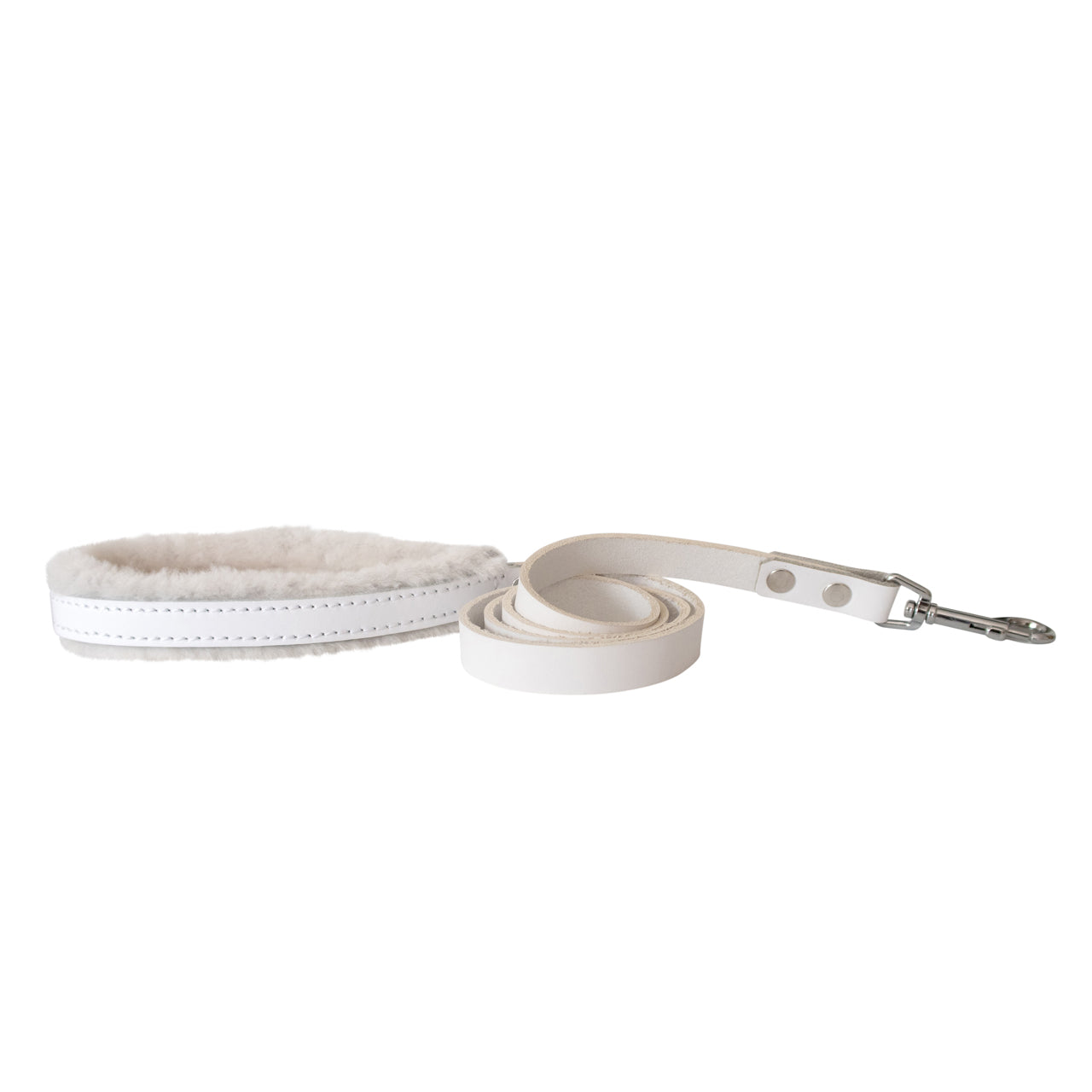 Arctic Frost Fur Leather Dog Leash