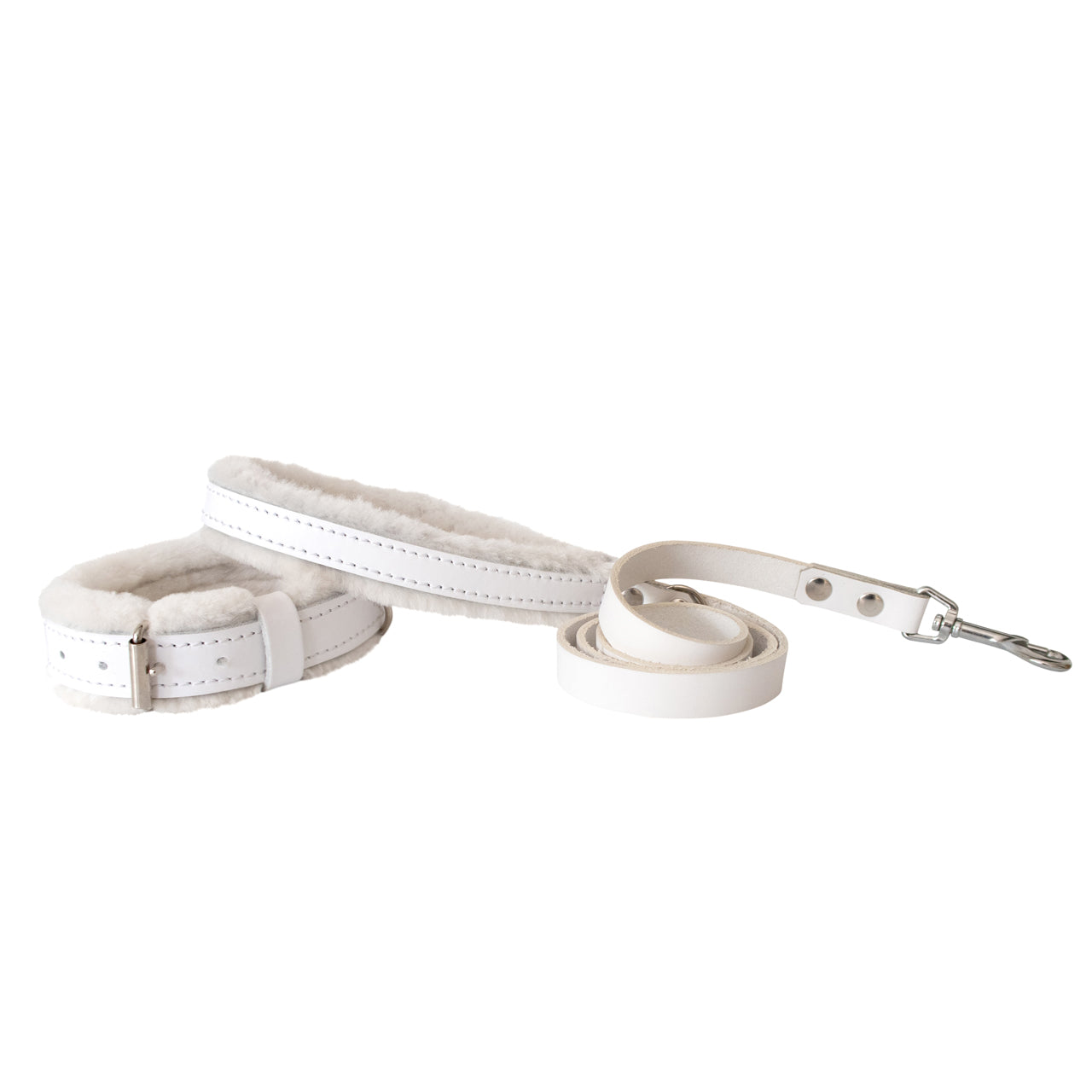 Arctic Frost Fur Leather Dog Leash