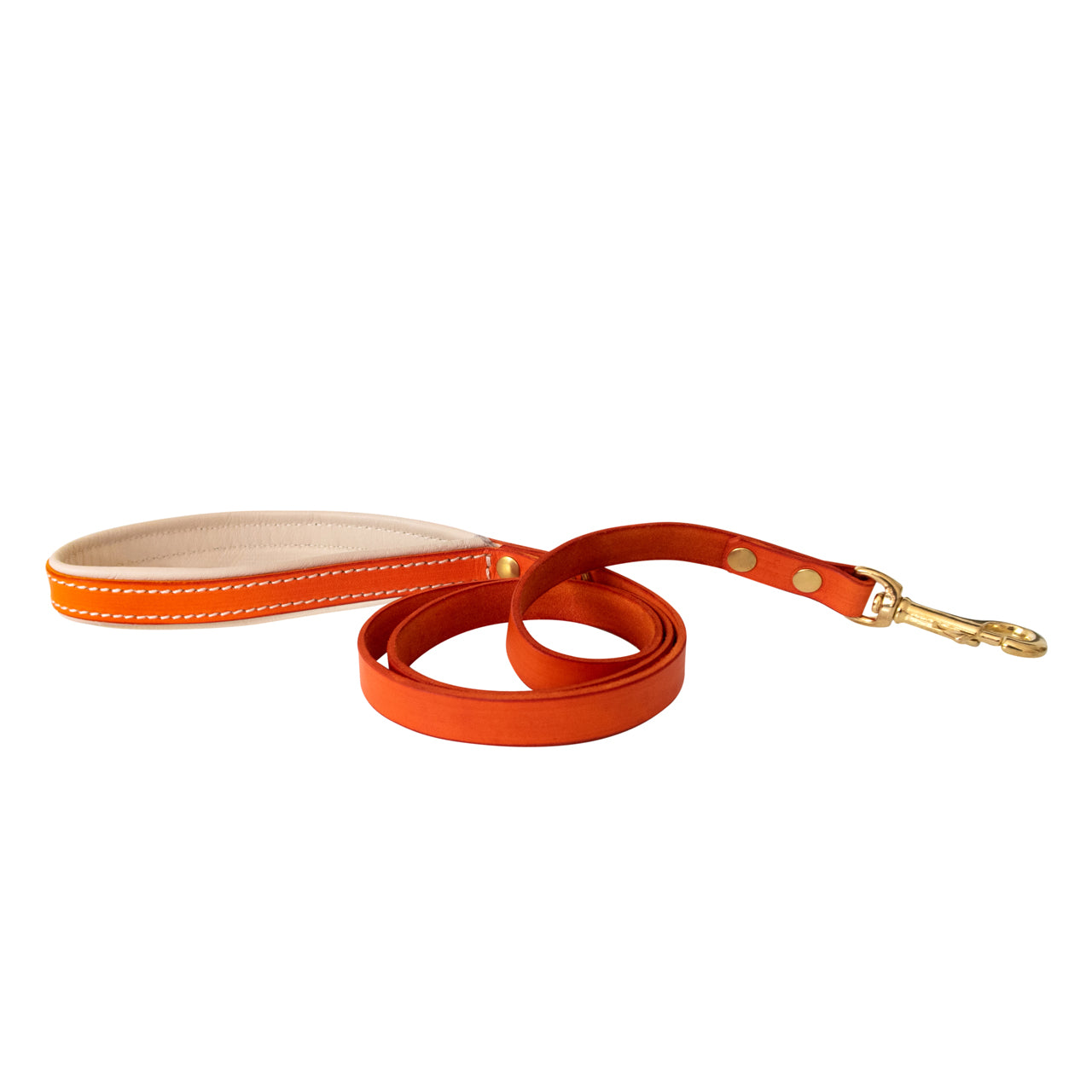 Saffron Orange Double Padded Leather Dog Leash