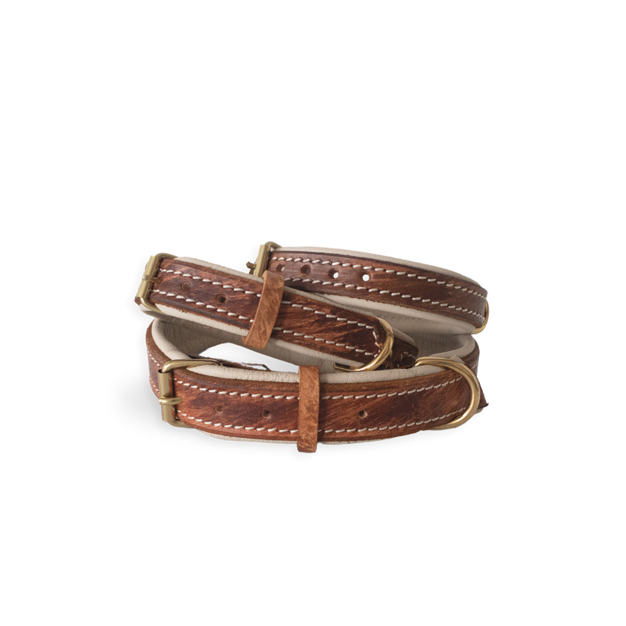 Antique Chic Double Padded Leather Dog Collar