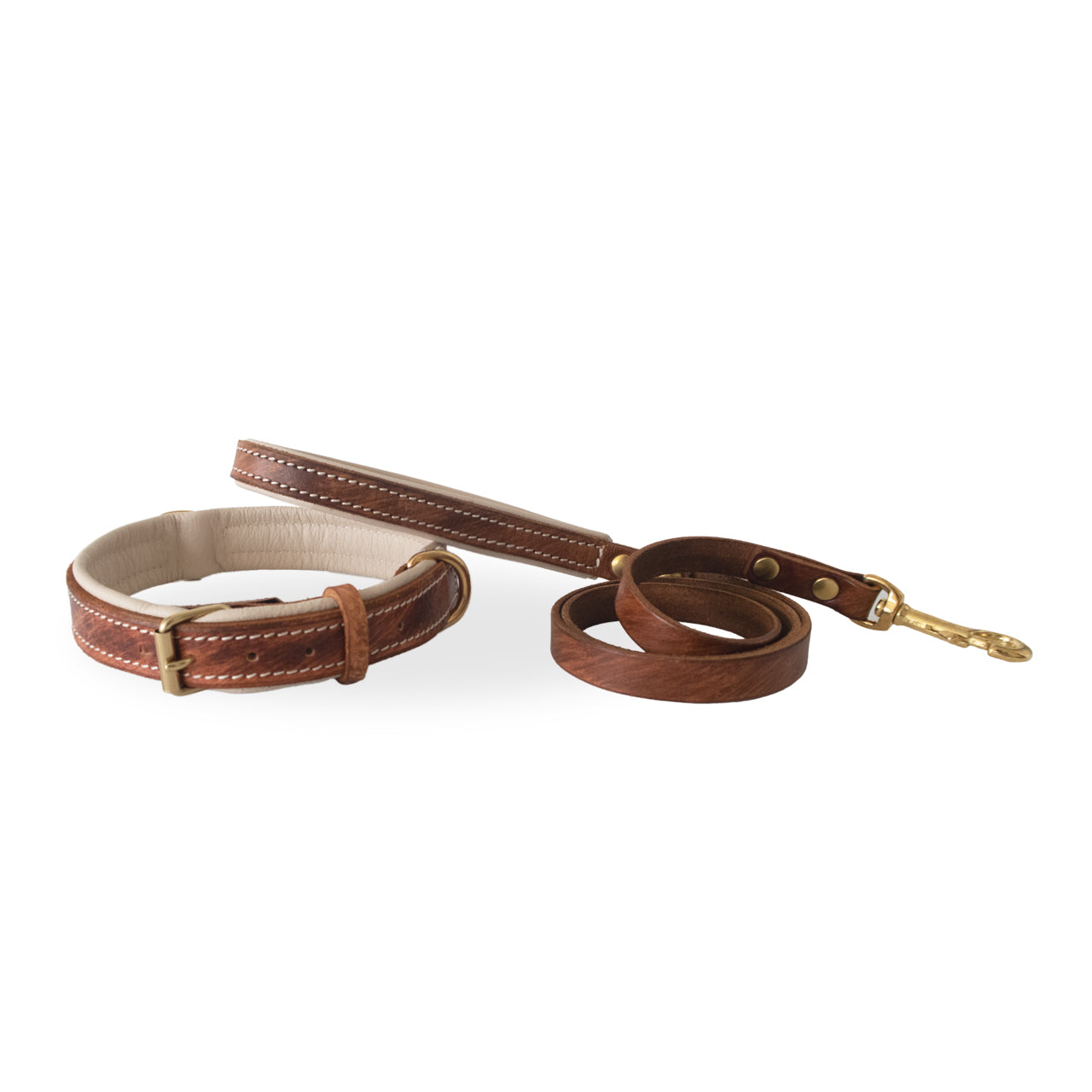 Antique Chic Double Padded Leather Dog Collar
