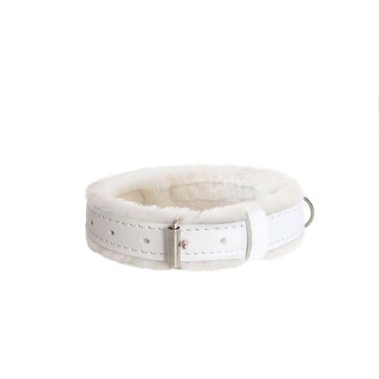 Arctic Frost Fur Leather Dog Collar