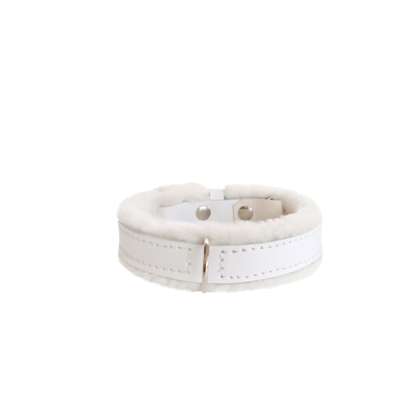Arctic Frost Fur Leather Dog Collar