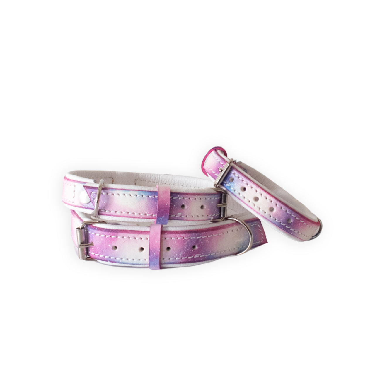 Cotton Candy Double Padded Leather Dog Collar