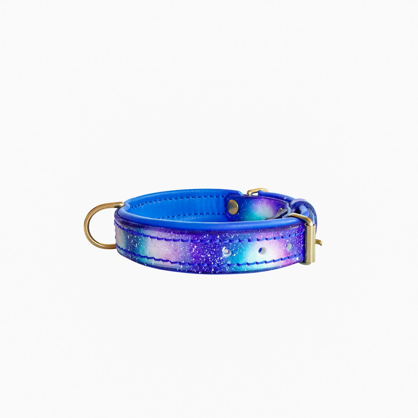 Galaxy Double Padded Leather Dog Collar