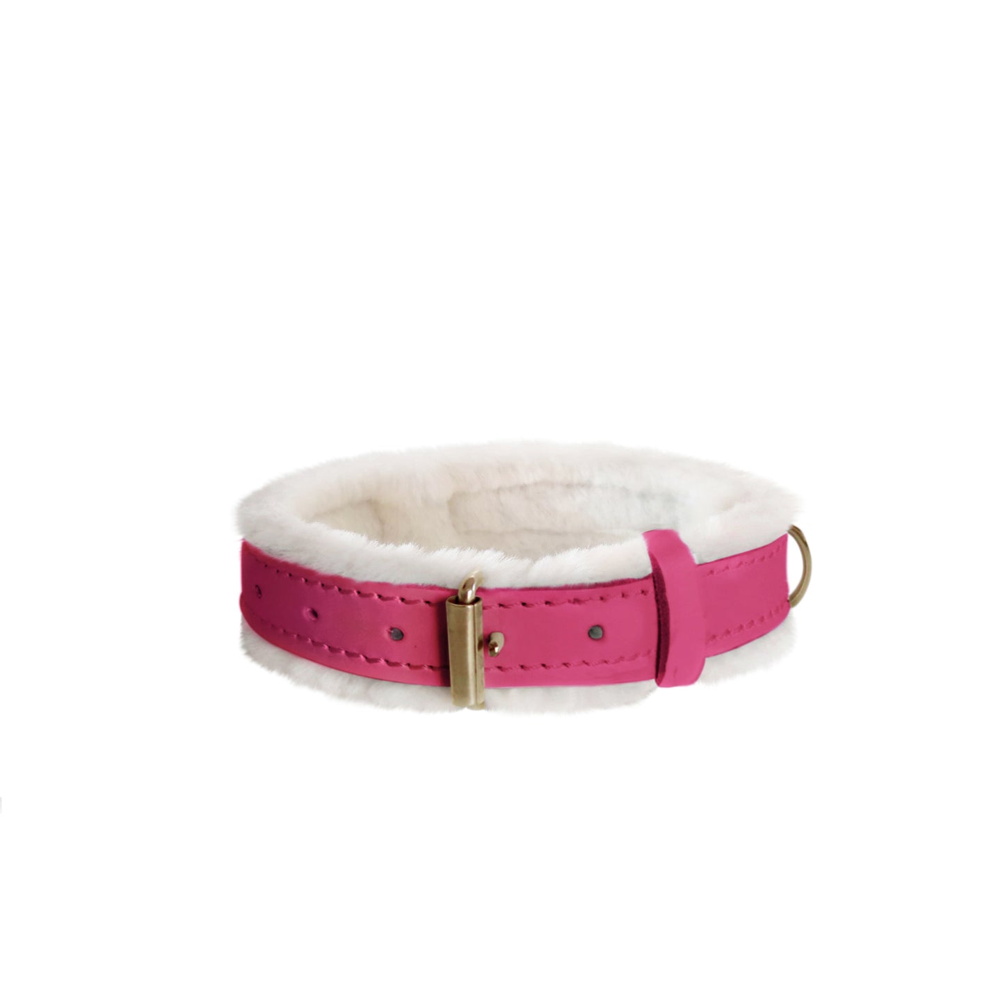 Pretty in Pink Fur Leather Dog Collar