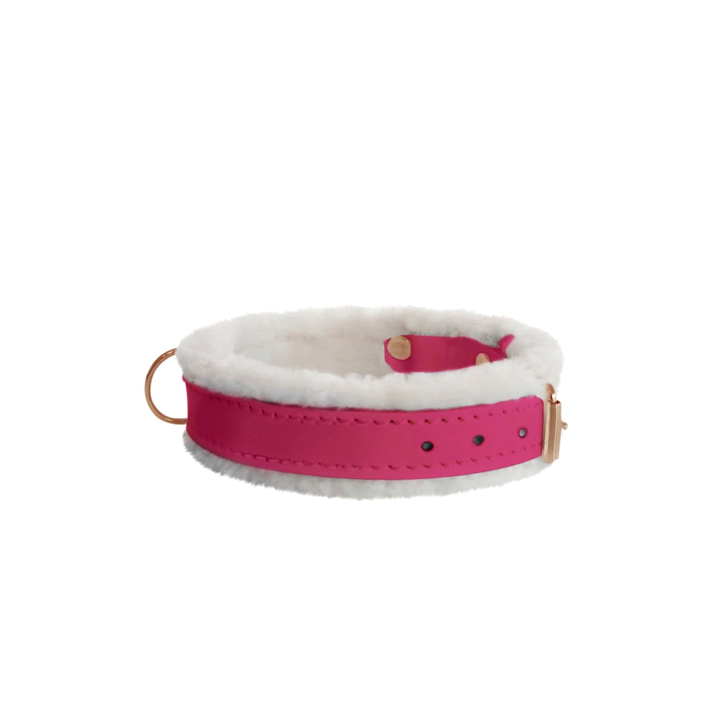 Pretty in Pink Fur Leather Dog Collar