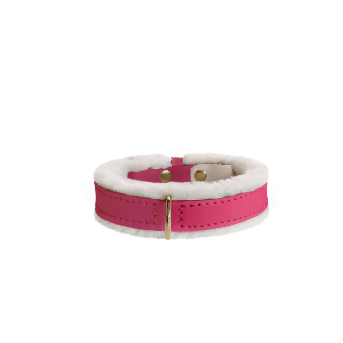 Pretty in Pink Fur Leather Dog Collar