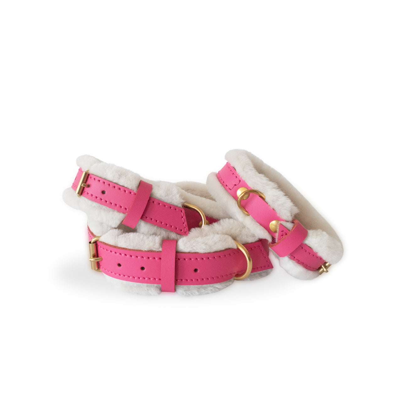 Pretty in Pink Fur Leather Dog Collar