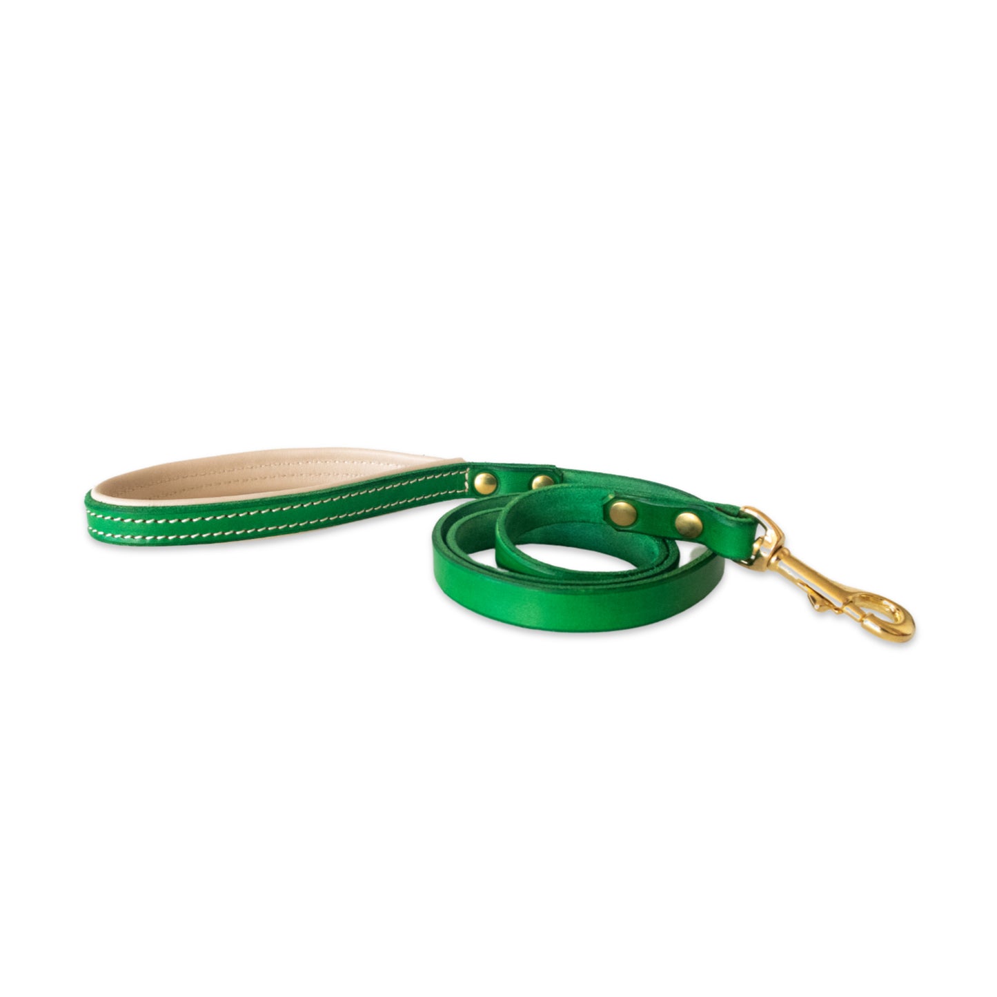 Fortune Green Double Padded Leather Dog Leash