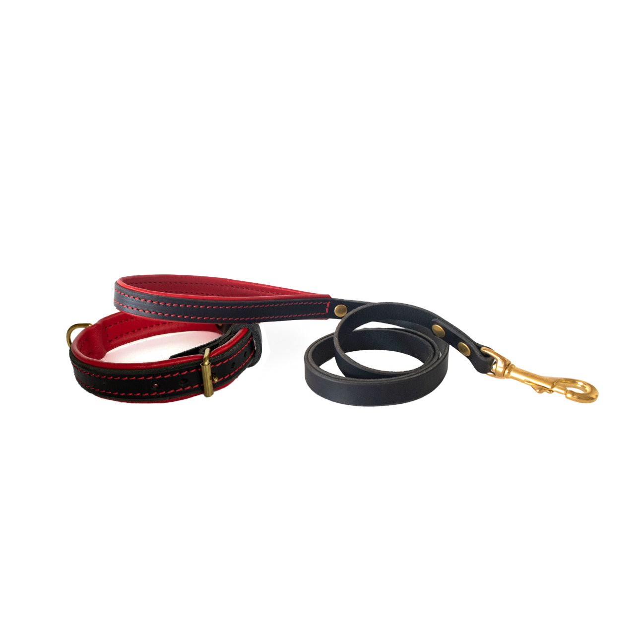 Rouge Leather Collar, Leash, and Accessory Set