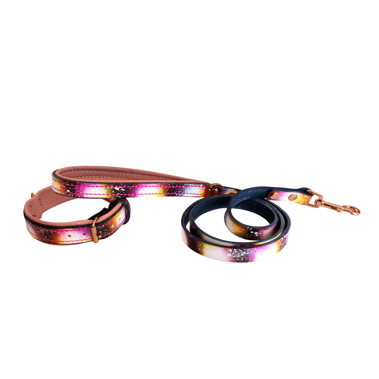 Sunset Leather Collar, Leash, and Accessory Set
