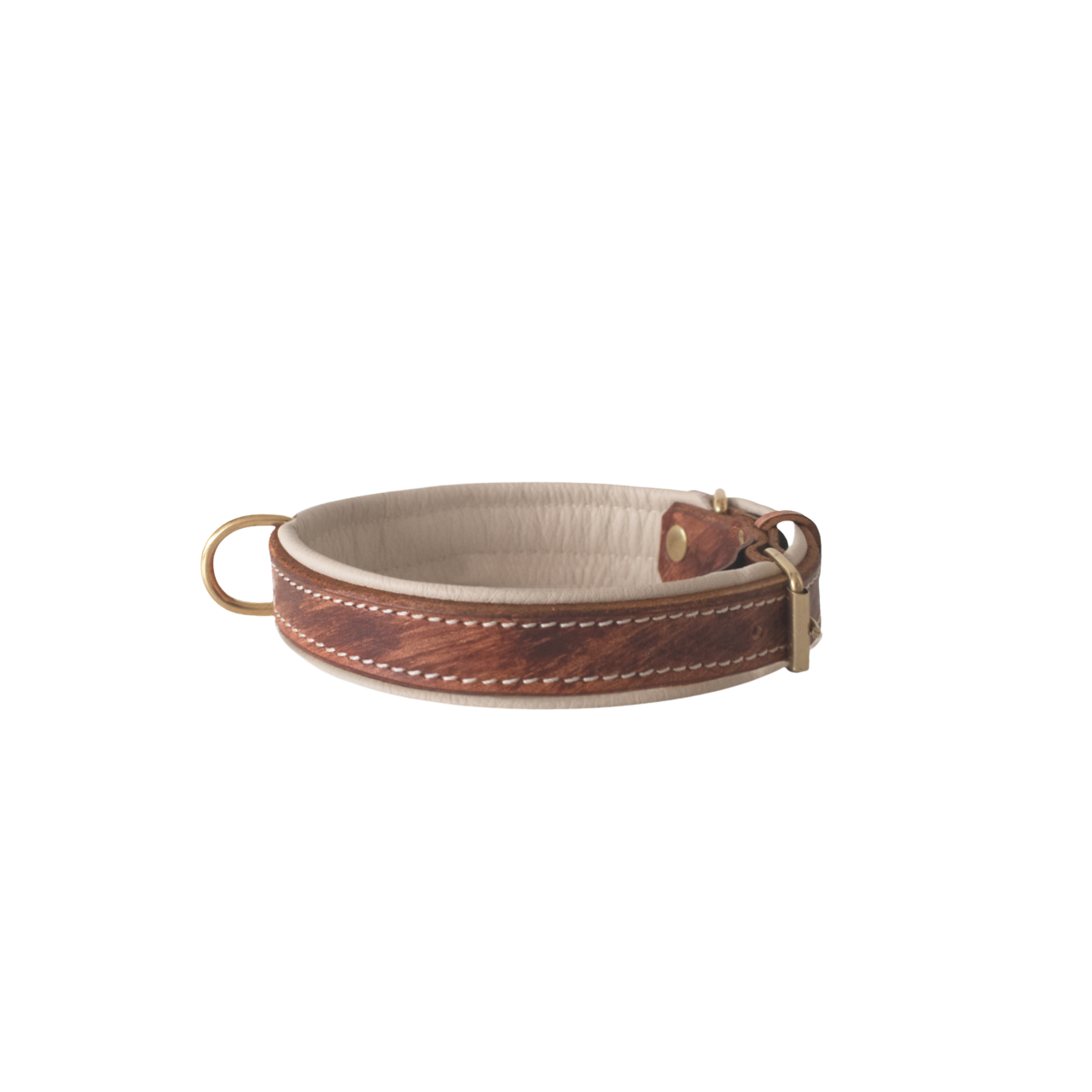 Antique Chic Double Padded Leather Dog Collar