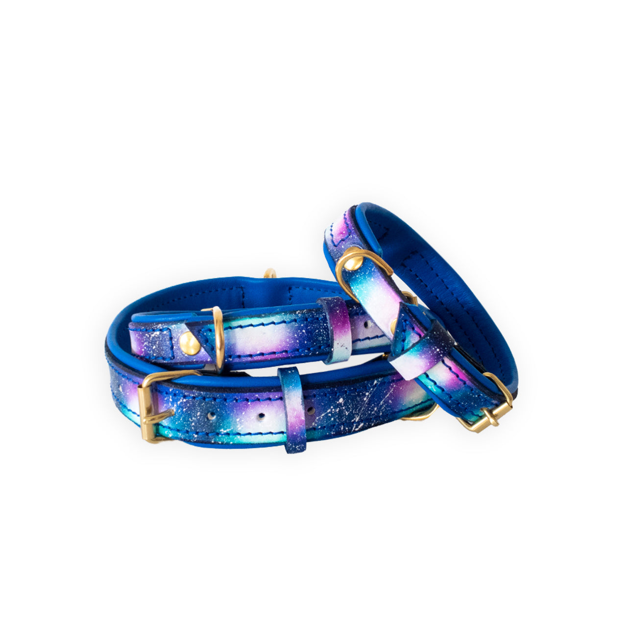Galaxy Double Padded Leather Dog Collar