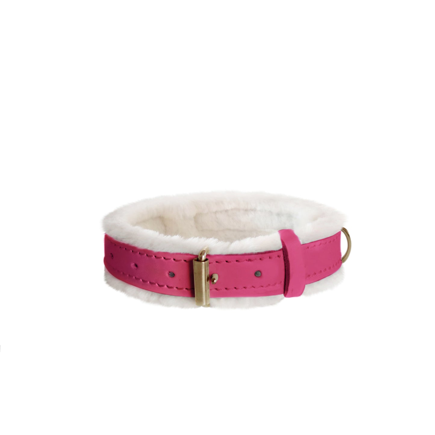 Pretty in Pink Fur and Leather Collar, Leash, and Accessory Set