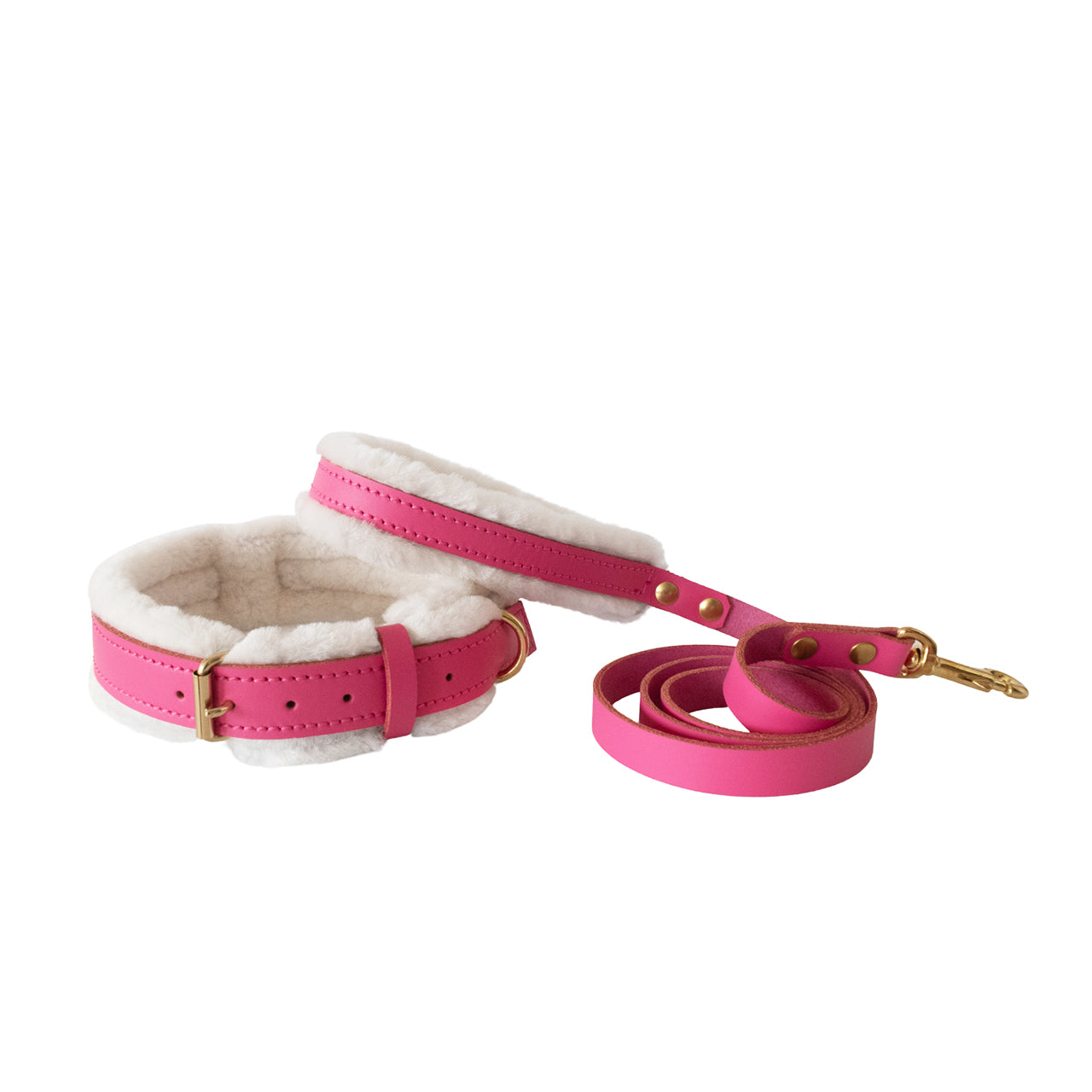 Pretty in Pink Fur Leather Dog Leash
